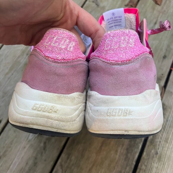 Golden Goose Running Sole Sneakers Pink Metallic Suede Size 40 - Picture 6 of 9